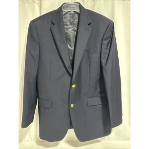 Lauren‎ Ralph Lauren Blazer Mens 42R Blue Gold Brass Buttons 100% Wool 2 Button